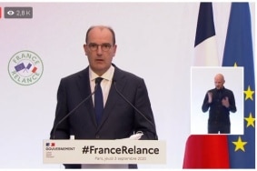 Jean Castex annonce son plan de relance à 100 milliards, jeudi 3 septembre, Paris.