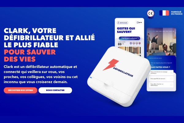 Clark, le défibrillateur connecté développé par Lifeaz.