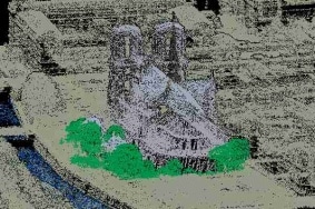 Le Lidar est une technique de télédétection par laser qui permet de la cartographie en 3D. Ici un exemple de Notre Dame de Paris / Crédits : IGN