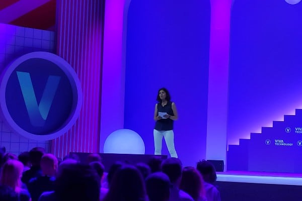 Christel Heydemann, nouvelle directrice générale d'Orange, s'exprimant au salon Vivatech 2022.